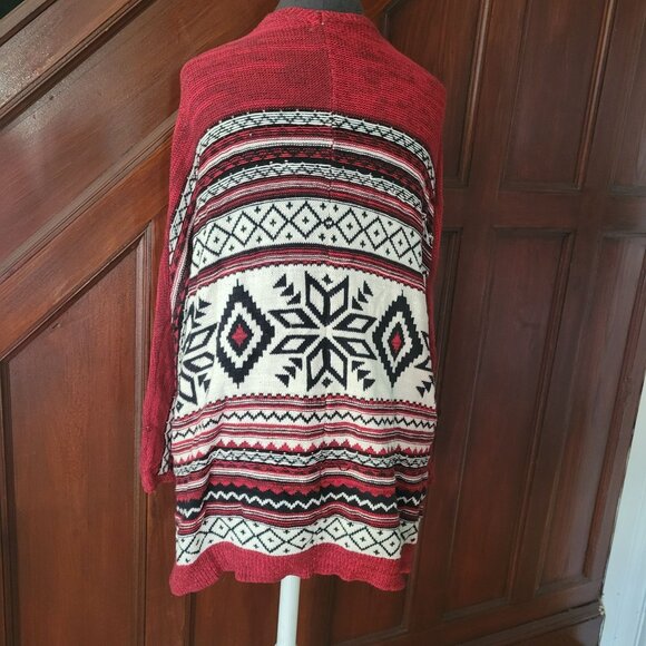 Vintage Mossimo Supply Co. Red & Black Aztec Knit Cardigan Sweater L - Picture 2 of 4